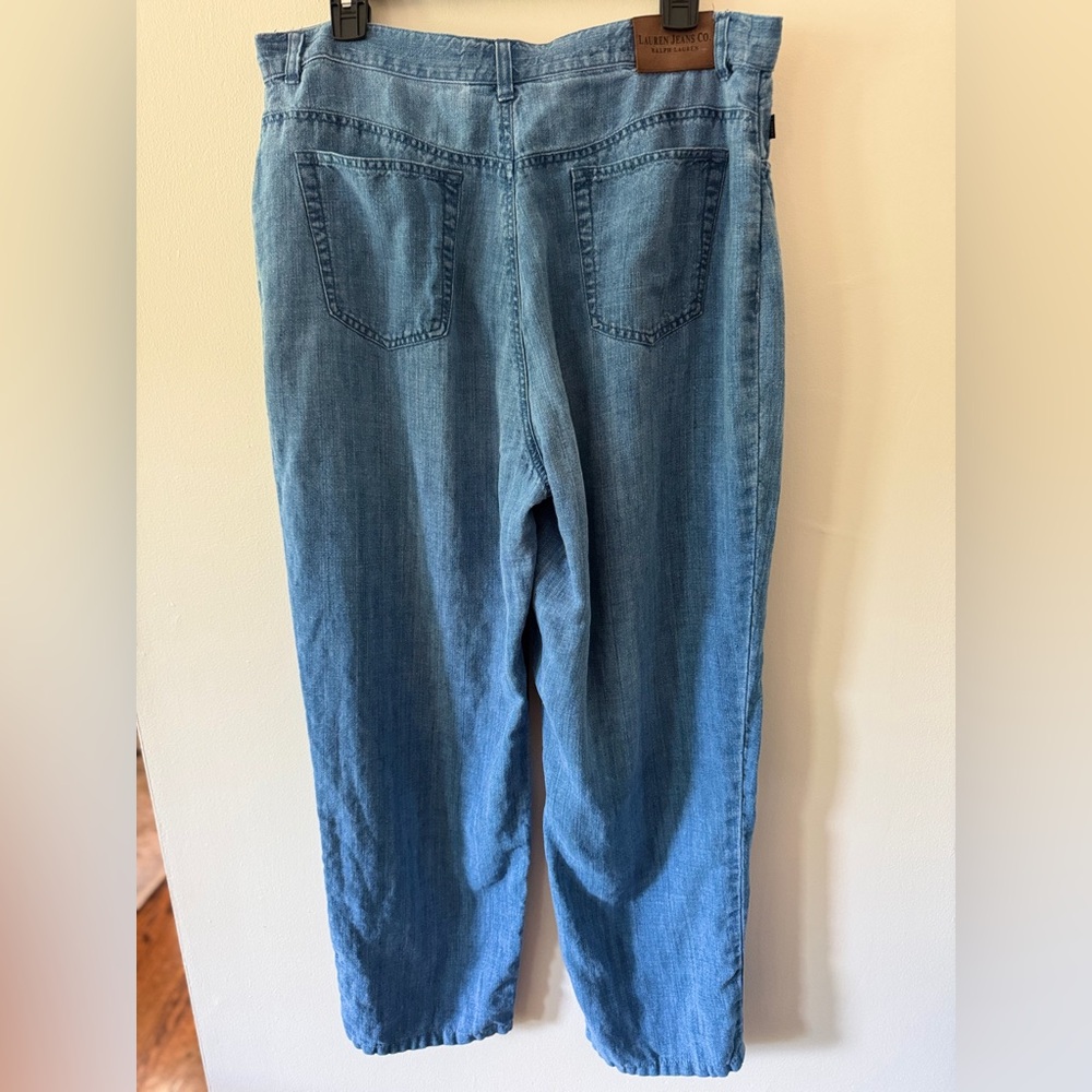 Lauren Jeans Co Ralph Lauren 100% Linen Jeans Women’s Size 16 Blue - Picture 3 of 5
